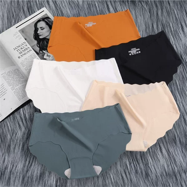 Ice Silk Seamless One-Piece Mid-Waist Panties for Women, Wave-Shaped Butt-Lifting and Tummy-Tucking, Pure Desire, Sexy and Cute, Wholesale