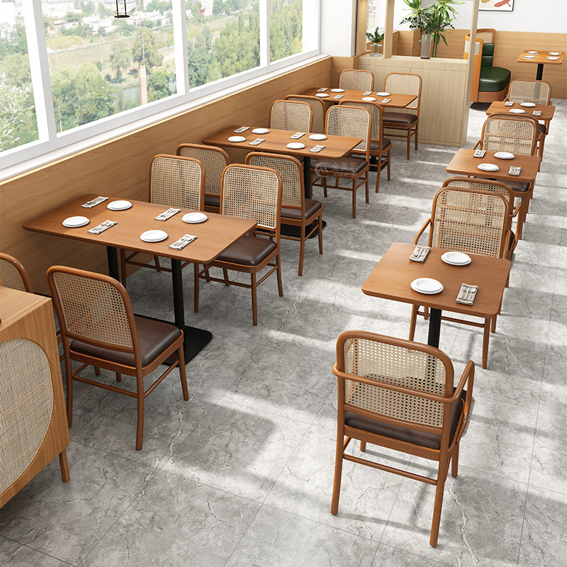 Restaurant Noodle Shop Catering Barbecue Restaurant Hot Pot Table Hotel Wall-Side Booth Cafe Dessert Shop Sofa Table and Chair Set