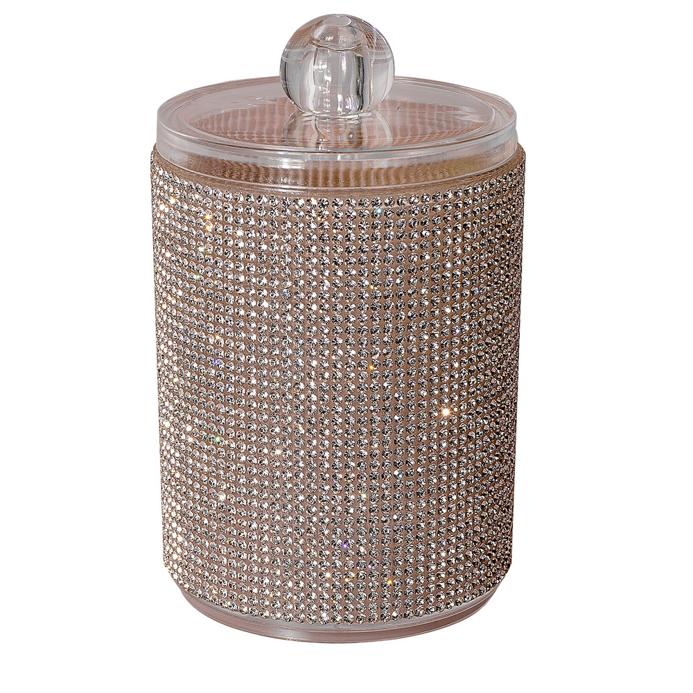 High-Looking New Diamond-Encrusted Cotton Swab Jar Storage Box Home Creative Kitchen Refrigerator with Lid and Diamond Storage Box