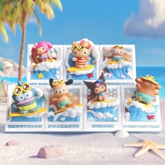 正版新品Sanrio characters夏日黑皮系列冲浪盲盒手办摆件批发礼