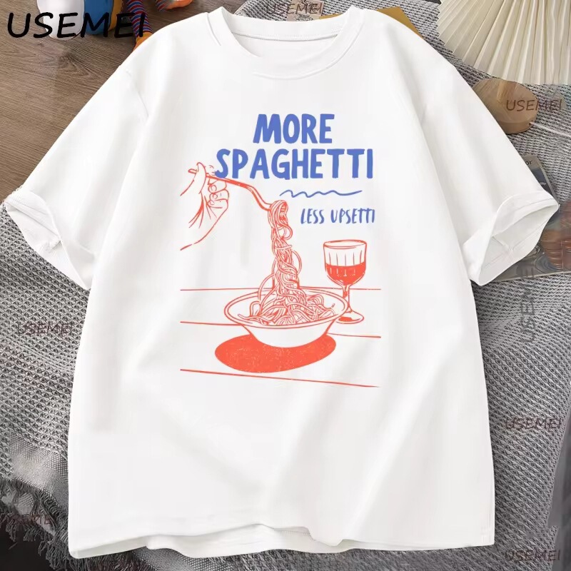 More Pasta, Less T-Shirts. Men's and Women's T-Shirts. Mental Health. La Dolce Vita. Summer. Dolce
