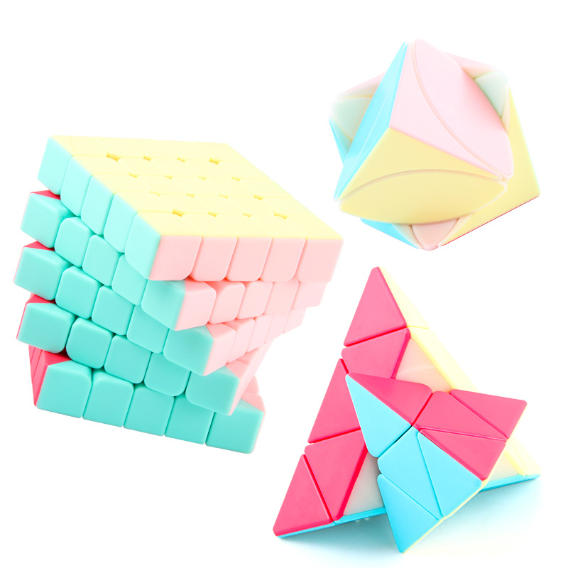 Qiyi Rubik Cube dos tres cuatro cinco orden Rubik Cube de neón macaron color pirámide Rubik Cube Caja de color Ciencia y Educación Juguetes Educativos