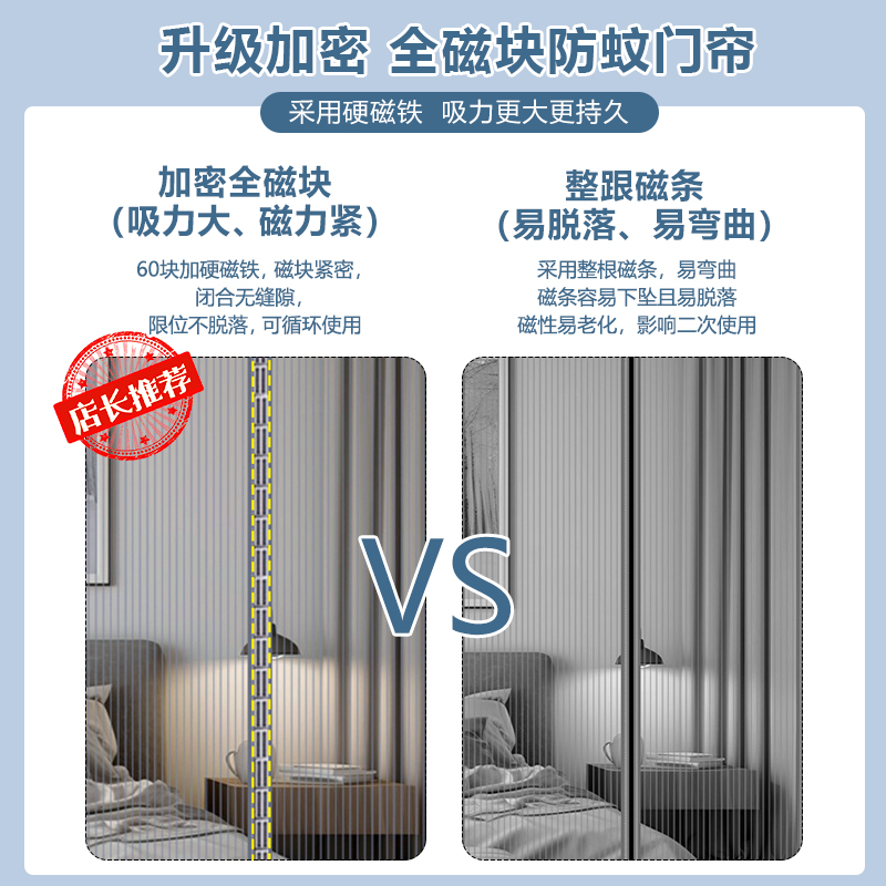Cortina de puerta a prueba de mosquitos Velcro magnético puerta de pantalla de verano ventana de pantalla de partición doméstica auto-succión imán completo cuatro estaciones de alta calidad