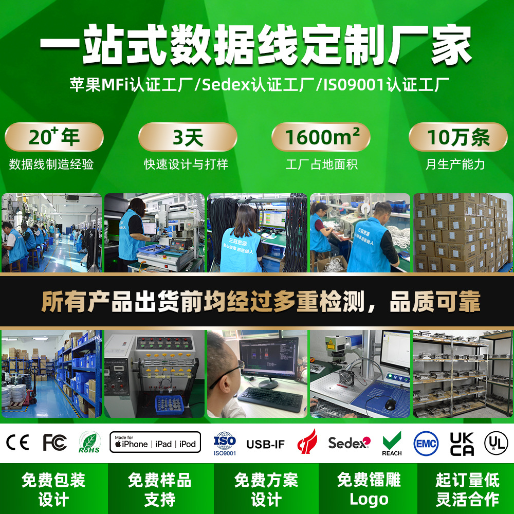 Línea de datos Raiden 4 100W carga rápida 40Gbps línea de alta velocidad tipo c de doble cabezal Línea de datos Raiden 2 metros en stock