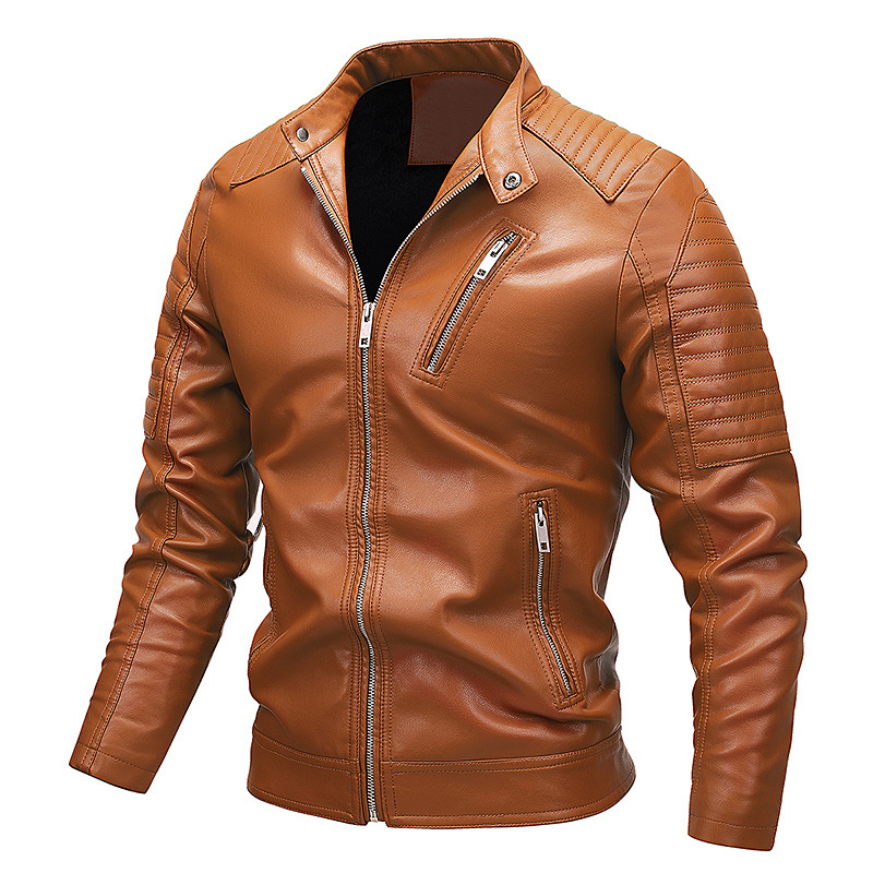 Giacca in pelle casual da uomo con cerniera, con cappuccio, tipo combinato, in velluto nero invernale, con collo alto_voghion.com