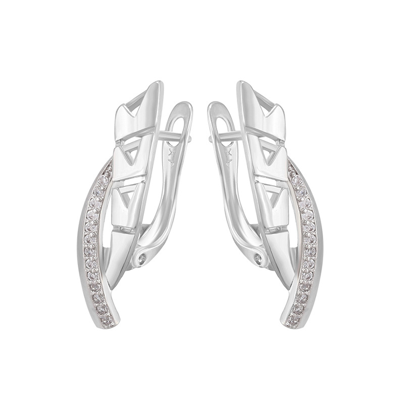 Hebilla de Oreja Geométrica Cruzada de Aleación de Cobre, Galvanizado, para Mujer