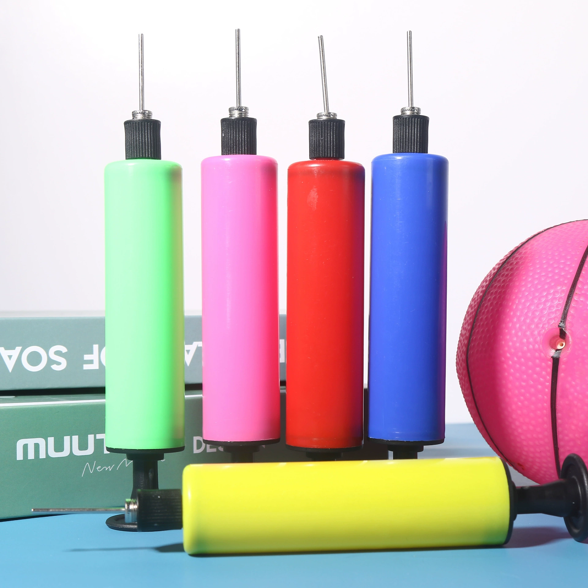 Портативный ручный толчок стальной иглы втулка футбольный баскетбольный ряд надувная игрушка рука тянет маленький открытый семейный надувной цилиндр