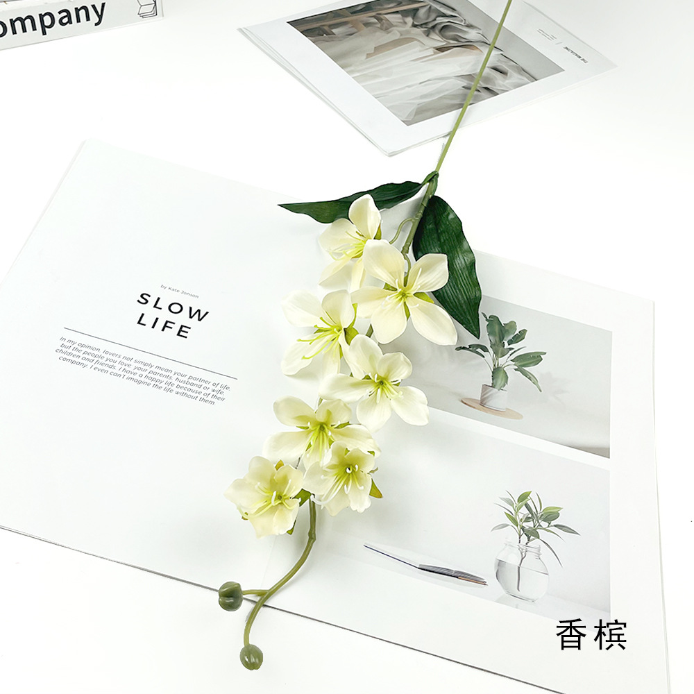7 flores falsas de magnolia de rama única sala de bodas decorativa floral decoración de la mesa del hogar accesorios