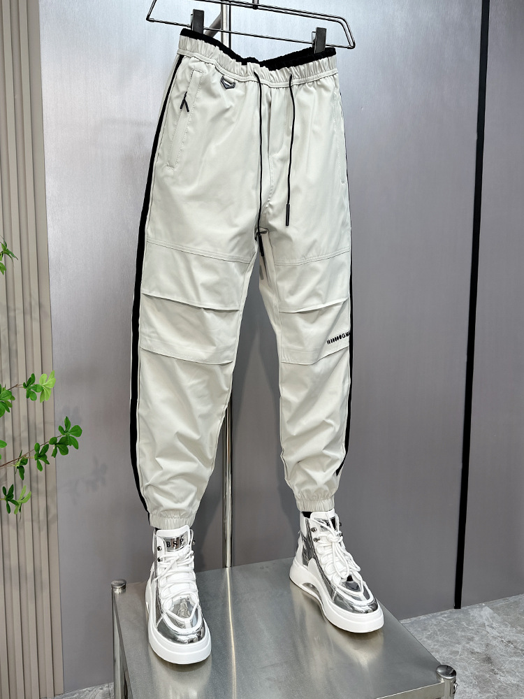 Trendy brand work for men in spring summer, thin fit, loose fitting, ankle tied, casual cropped pants, Korean version,_voghion.com