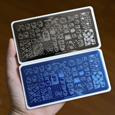 Cross-Border Big-Name Hello Kitty Pattern Nail Art Printing Steel Plate Stainless Steel Cartoon Cute Kt Cat Nail Art Transfer Steel Plate (Dırnaq bəzəkləri) - hotpress001-one-piece-12565cm