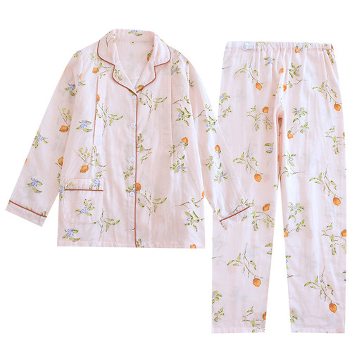 A variety of gauze lapel lemon maternity suit double-layer gauze confinement clothing maternity breastfeeding clothing one piece drop shipping