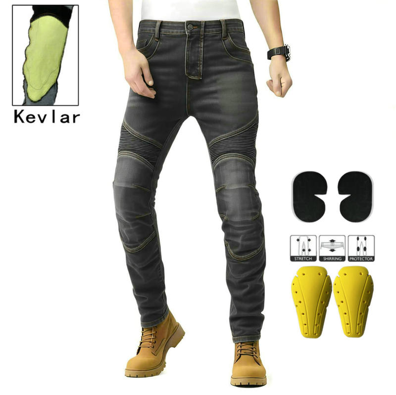 VOLERO Motorcycle Denim Vintage Casual Drop-Resistant Stretch Riding Pants Kevlar Tear-Resistant Ordinary Protector