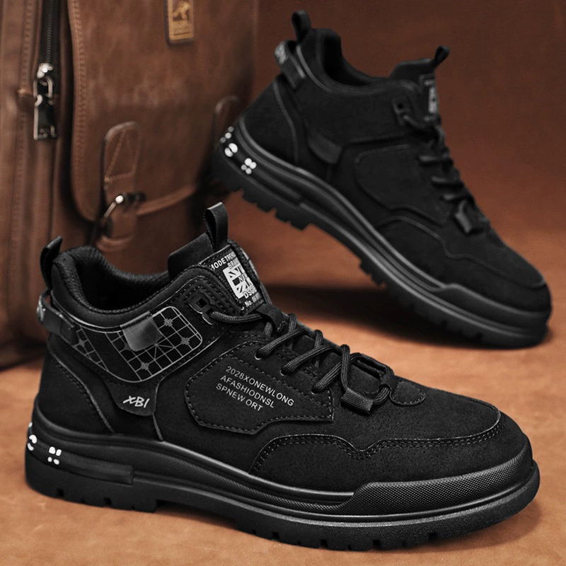 Martens, men's high fleece winter shoes, footwear for leisure, autumn