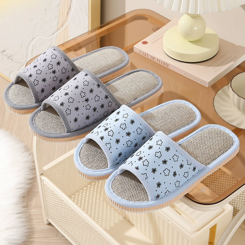 Cixi новые пятиконечные звезды льняные тапочки женские домашние домашние тапочки на полу нескользящие мужские дышащие холодные тапочки