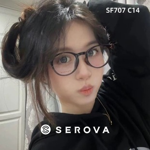 Sf707 SEROVA/施洛华SF707 TR90玳瑁色文艺小圆框眼镜女复古男防蓝光潮-阿里巴巴
