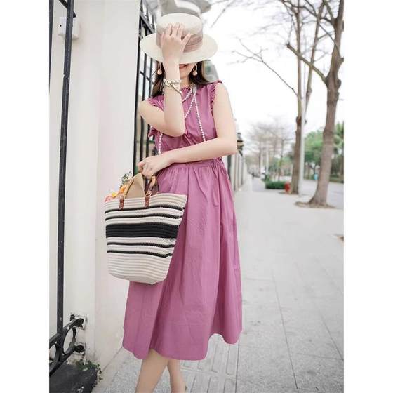 Shenzhen 2023 New South oil women's clothing European style elegant wooden ear waist slimming A- line dress women's summer