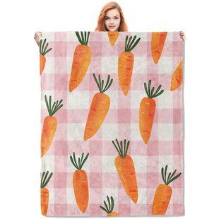 Carrot Blanket Gift Fun Vegetable Comfort Blanket Soft Warm Blanket for Kids and Adults
