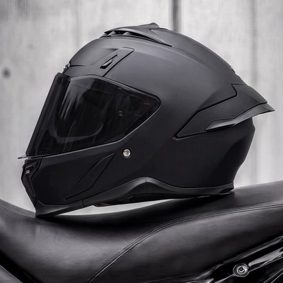 riding, full-face motorcycle helmet, Motosiklet kaskı (dəbilqə) - matte-black-black-tea-lens-free-transparent-lens-m55-56cm