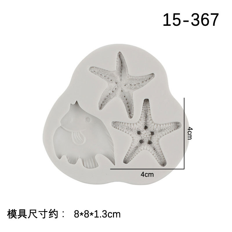 Océano serie sirena cola Shell Starfish Seahorse silicona molde fondant chocolate hornear decoración Accesorios