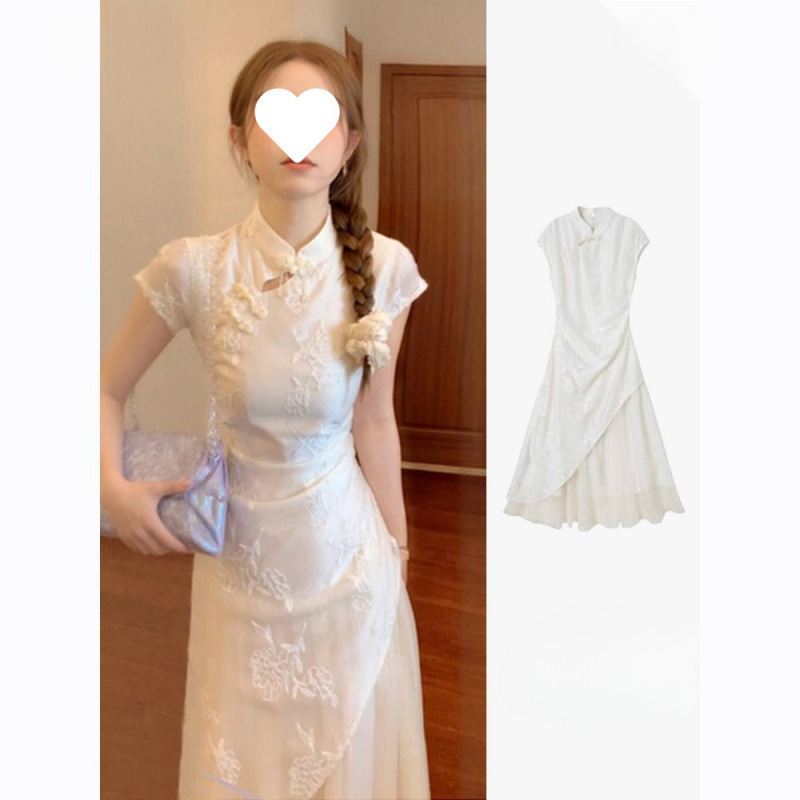 新中式国风改良旗袍连衣裙高级感年轻少女款气质轻奢收腰礼服长裙