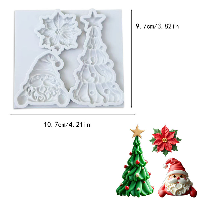 2025 新しいクリスマスカップケーキ DIY フォンダンシリコンモールドクリスマスツリーサンタクロースベーキングモールド|undefined