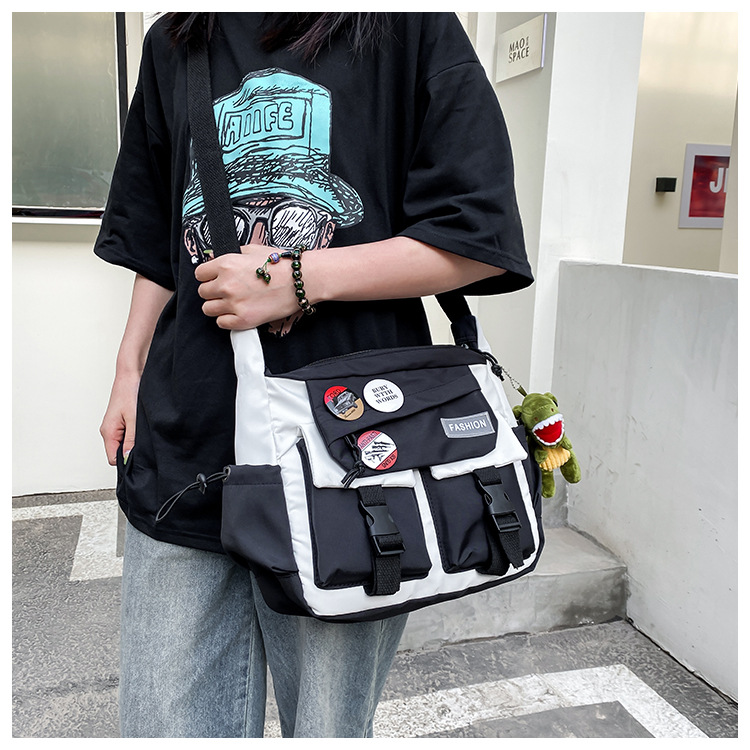 Korean ins fashion single-shoulder crossbody bag, trendy brand color sports bag, middle and high school schoolbag, college student class backpack undefined