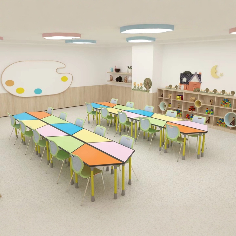 Group Activity Hexagon Computer Desk Color Trapezoid Art Painting Table Hexagon Table Library Combination Reading Table