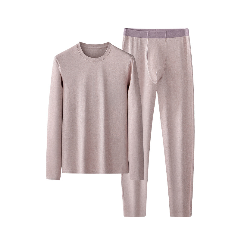 Nuevo estilo sin costuras cuello redondo color algodón otoño e invierno ropa interior de fondo para hombres ropa interior térmica delgada ropa de otoño traje de pantalones largos