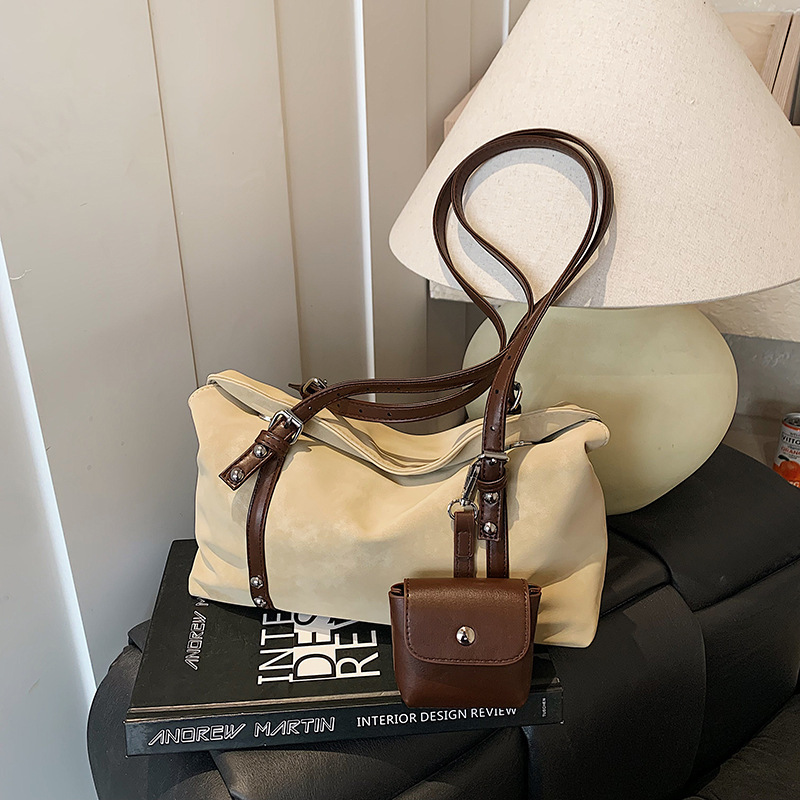 Korean-style casual Melard retro underarm bag, women's bag, 2026 new model, large capacity, commuter tote bag, pillow bag
