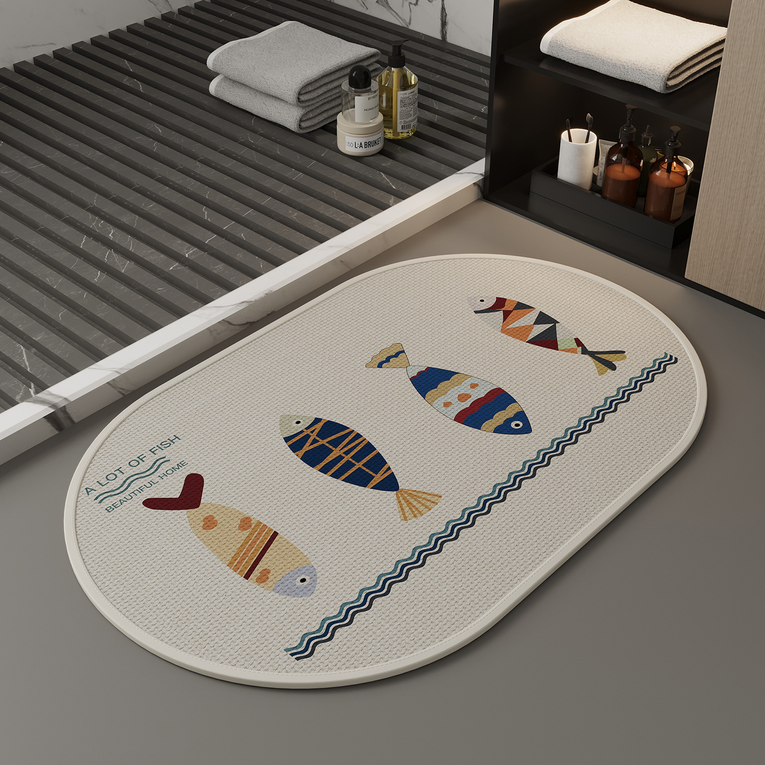 Style weaving-beige-little fish oval / 40*60cm