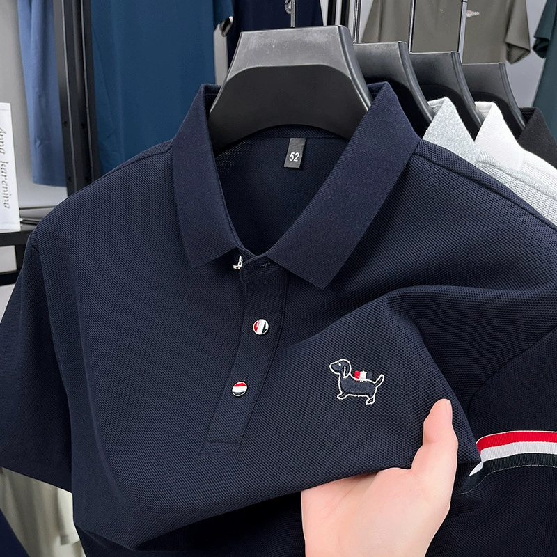 Молодежная летняя новая мужская рубашка Поло с коротким рукавом с отворотом и коротким рукавом