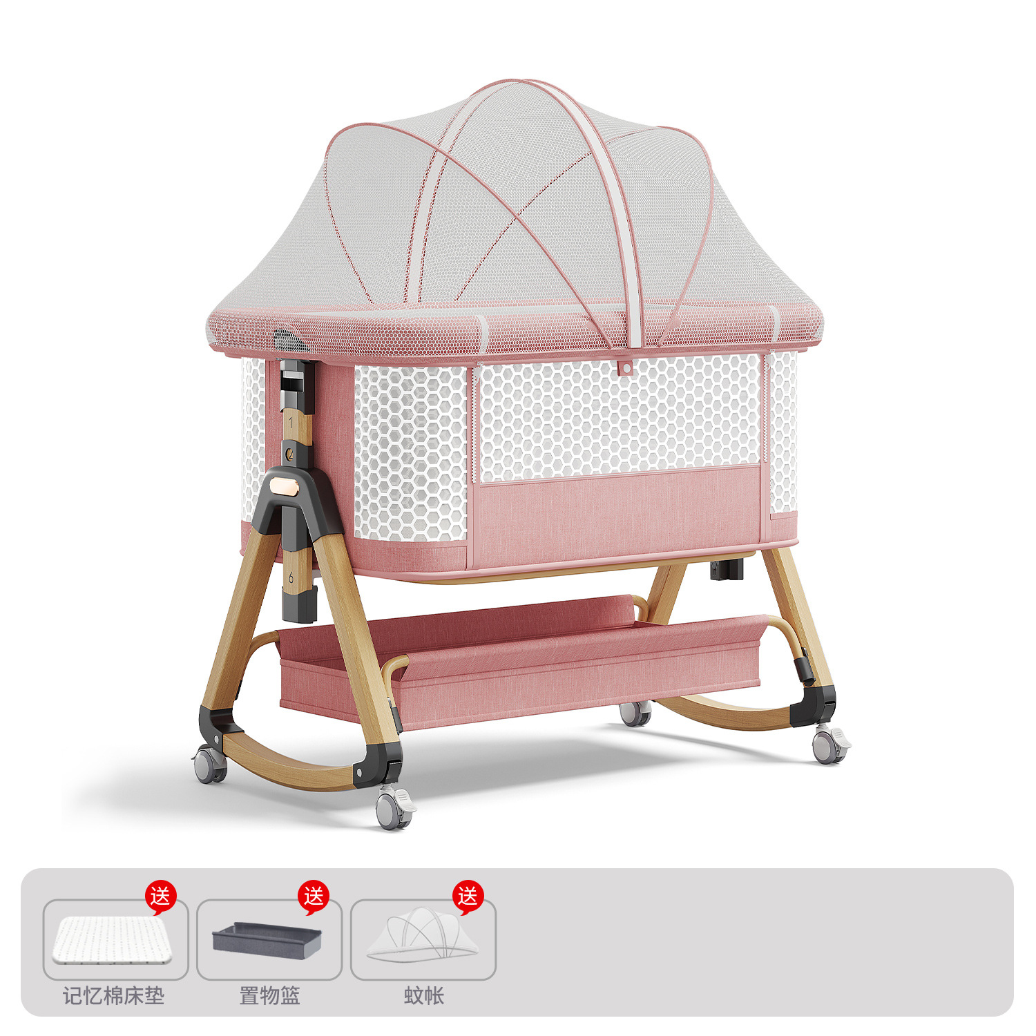 Cama para bebés, campana móvil, cuna, cama plegable portátil multifuncional, cama BB para recién nacidos, cama de empalme grande