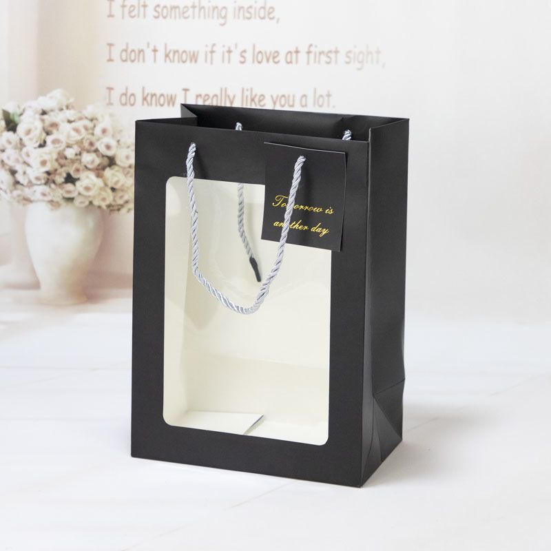 Extra grande ventana cumpleaños graduación temporada bolsa de regalo ramo transparente cuadrado sola flor caja de regalo bolso
