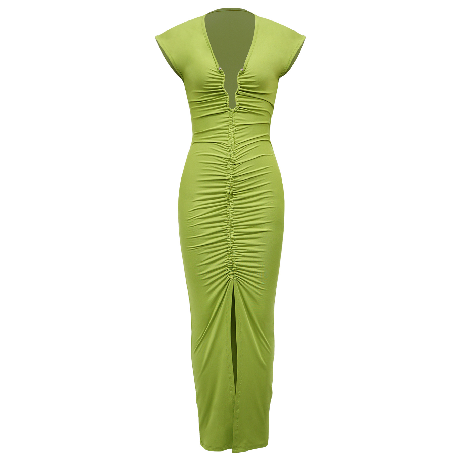 308g Weight Midi Dress Dress Length Type Sleeveless Sleeve Length Bodycon Dress Dresses Type Polyester Fabric Type High Waist Waist Line Party, Cocktail Party Occasion V Neck Neckline Skinny Fit Type Solid Color Pattern Summer Season Women's Gender Sexy, Streetwear Style Wholesale Women's Sexy Streetwear Solid Color Party Cocktail Party V Neck Sleeveless Bodycon Dress 1