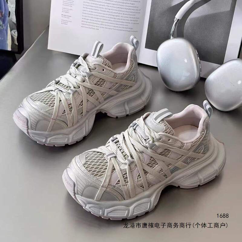 European-style lace-up mesh breathable thick-soled dad shoes for women, 2026 new versatile casual sneakers, trendy single shoes, white European-style lace-up mesh breathable thick-soled dad shoes for women, 2026 new versatile casual sneakers, trendy single shoes, white