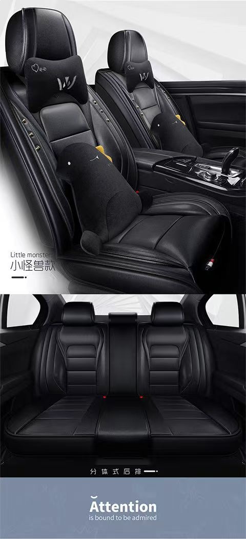 Suitable for New Cartoon Car Seat Cushions, Universal for All Seasons, Fully Enclosed Seat Covers, Wear-Resistant and Dirt-Resistant, Five-Seater Leather Seat Covers