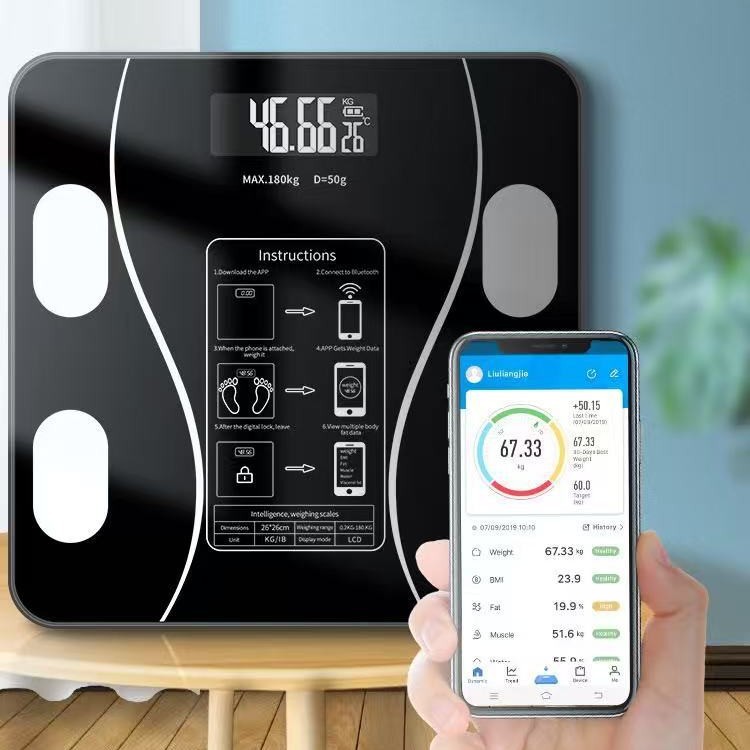 Electronic Scale Body Weight Scale Bluetooth Smart Body Fat Scale Household High-Precision Body Fat Scale 180kg Amazon Export