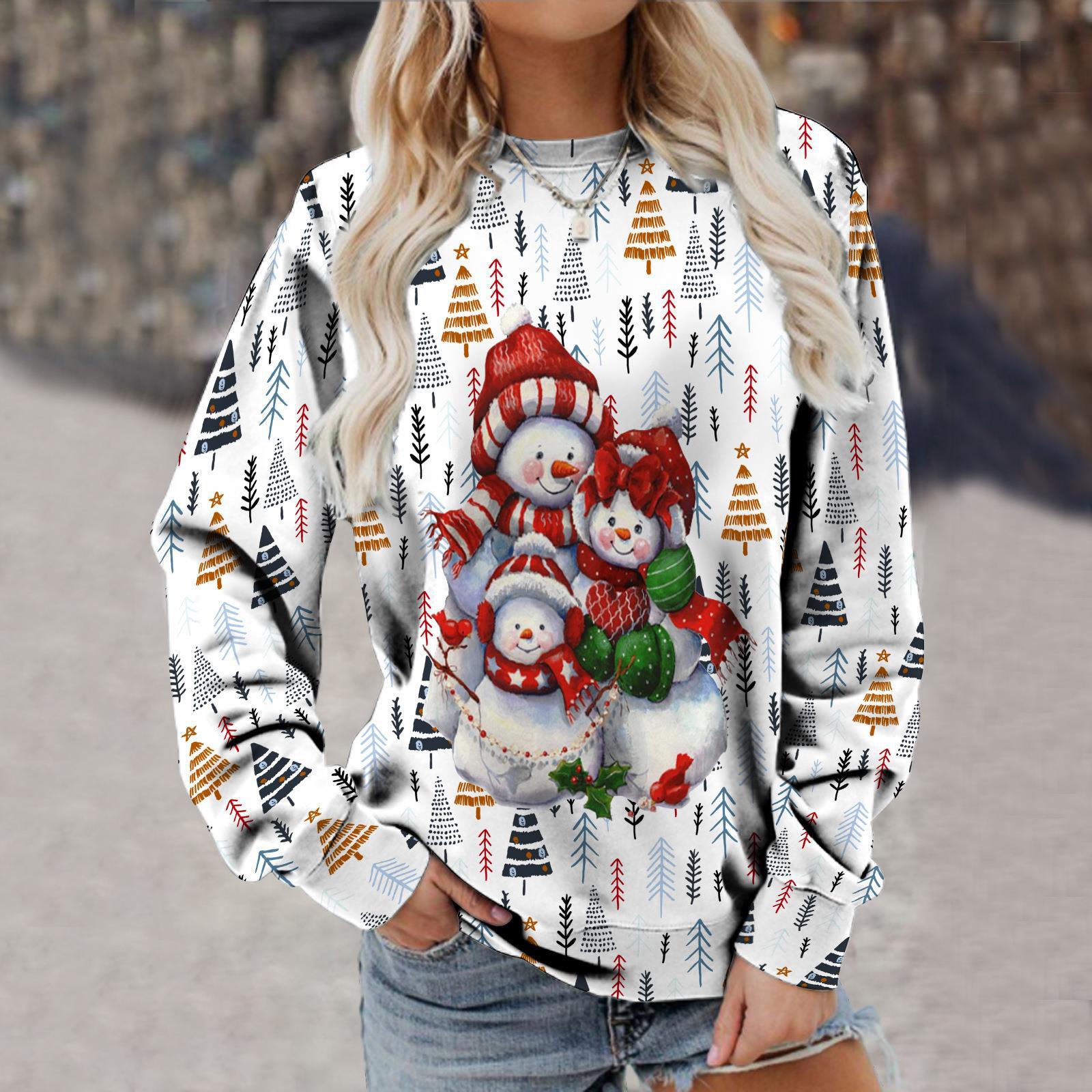 New 3d Printed Little Deer Sweater Loose Pullover Sweatshirt Christmas_voghion.com