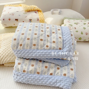 Thickened Quilted Baby Beanie Blanket Double-Layer Gauze Type a Small Quilt Kidsren's Blanket Comfort Blanket Sofa Cover