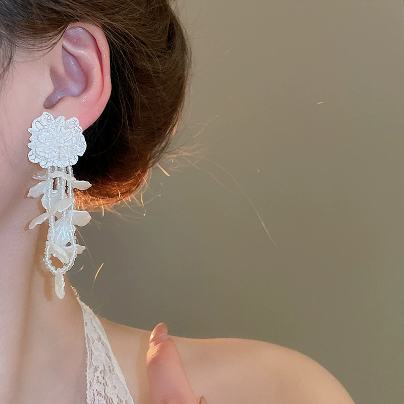 Серьги Baoyu bow & flower коллекция, французский лёгко-люкс стиль с жемчужной отделкой