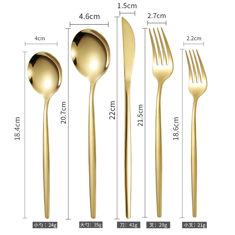 Set de cubiertos de acero inoxidable portugués, 4 piezas doradas, ideal para carne y Amazon comercio transfronterizo, cuchillo tenedor y cuchara