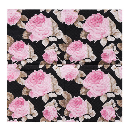 工厂新款彩色月季印花餐巾纸花卉装饰餐垫创意纸巾派对木浆纸巾