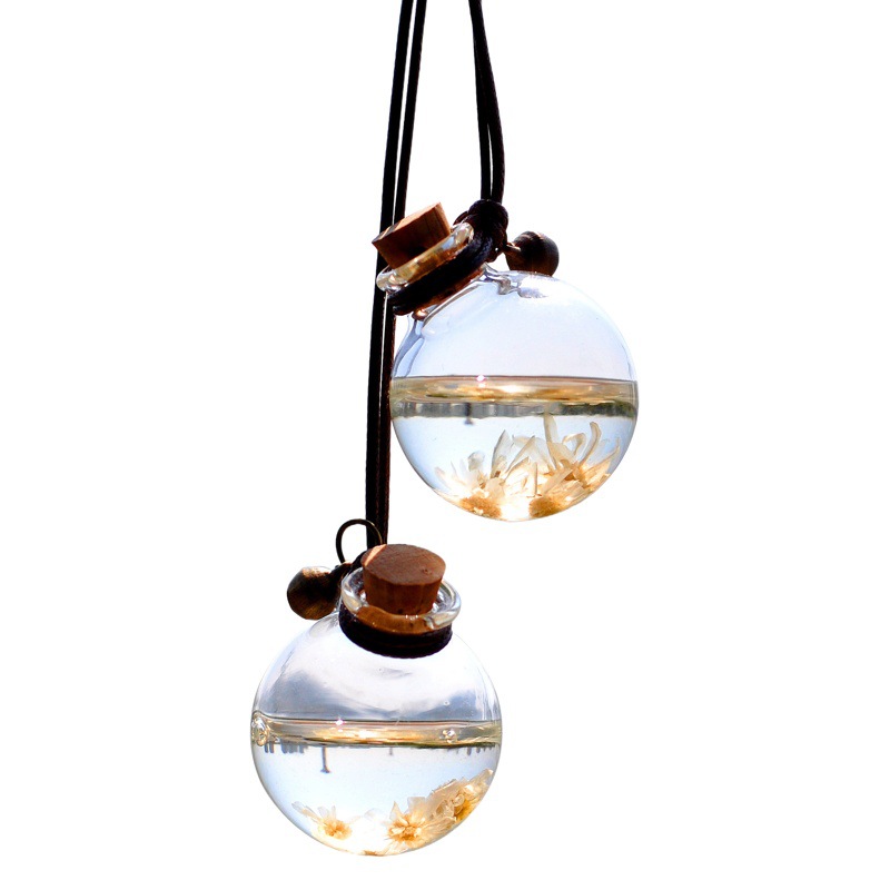 Creativo montado en el automóvil Eternal Flower botella de perfume botella vacía perfume colgante artístico fresco flor seca colgando botella decorativa