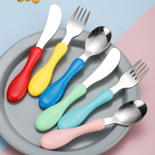 304 stainless steel children's cutlery set baby baby feeding complementary practice spoon cartoon cute
