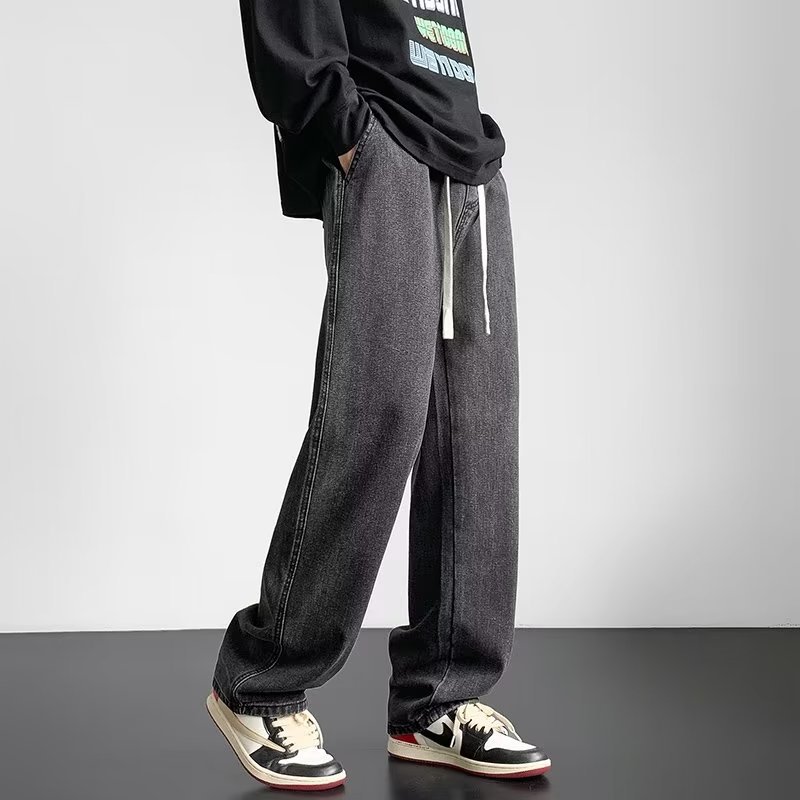 Marca de moda 2024 primavera y otoño nuevos jeans para hombres pantalones casuales rectos sueltos para hombres pantalones de talla grande para hombres