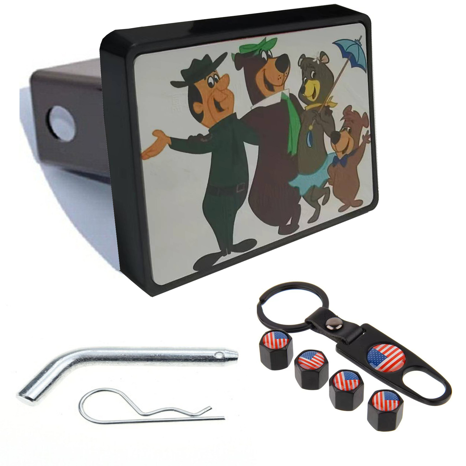 Cartoon Pattern Plastic Car Hitch Cover2-inch Trailer Buckle Cover Square Mouth Protective Cover Dust Plug Plug