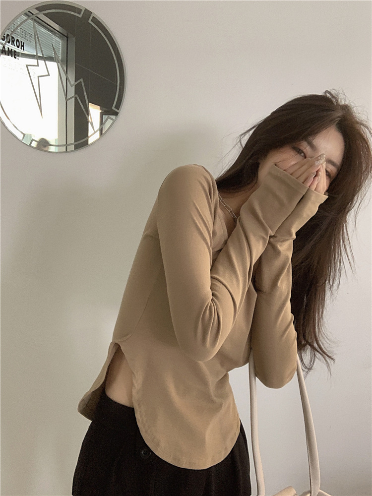 Polyester Fabric Type Wholesale Women's Simple Style Solid Color Long Sleeve T-Shirts