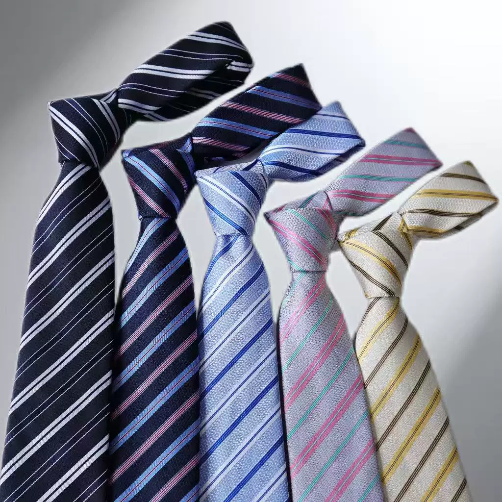 嵊州源头工厂 批发涤纶丝条纹商务日常休闲男士领带 可来图订