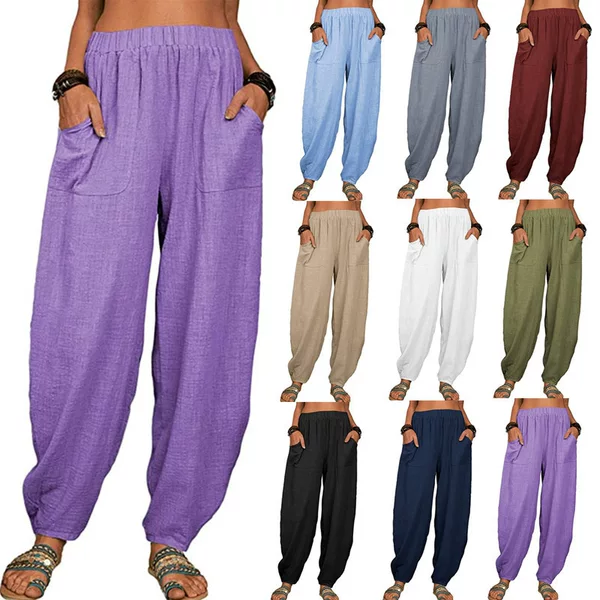 European and American Export Women's Casual Pants Amazon Wish Loose Cotton Casual Pants Home Harem Pants