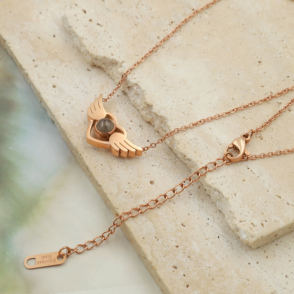 Women's Angel Wings Love Pendant Stainless Steel Necklace